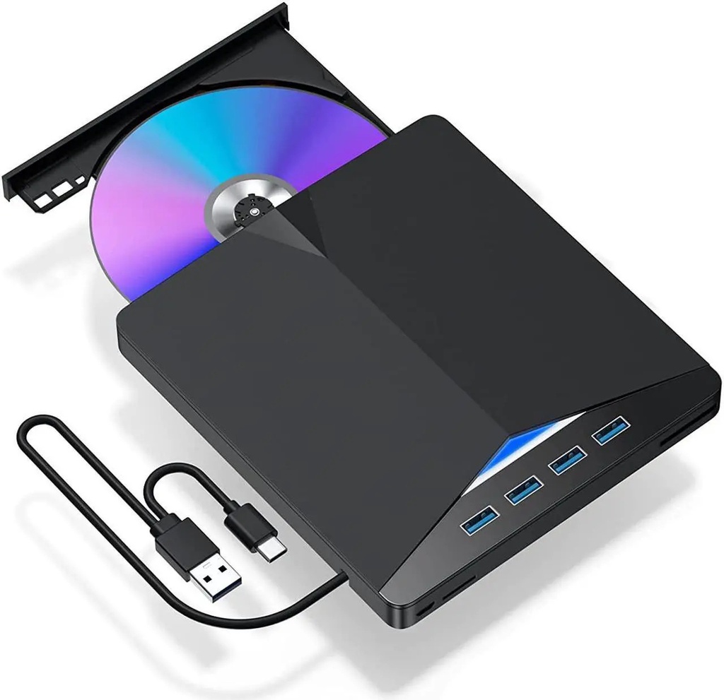 [4570] Buerotika External DVD & 6-in-1 Hub – Type-C & USB 3.0, SD/TF Card Slots | 52186