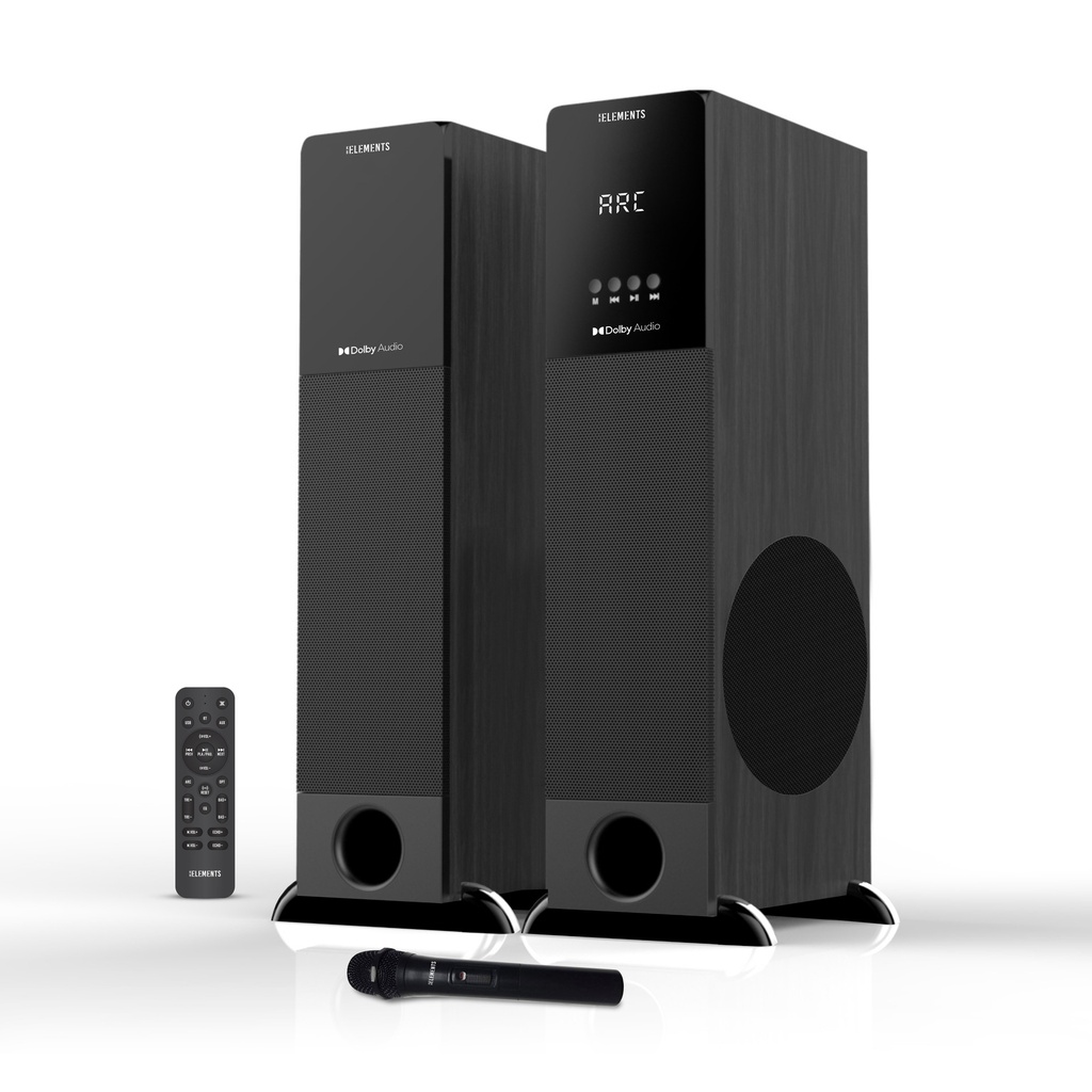 [1235] KB Elements 2.0 Multimedia Speaker System – 250W RMS, Dolby Audio, Wireless Microphone – EA406T